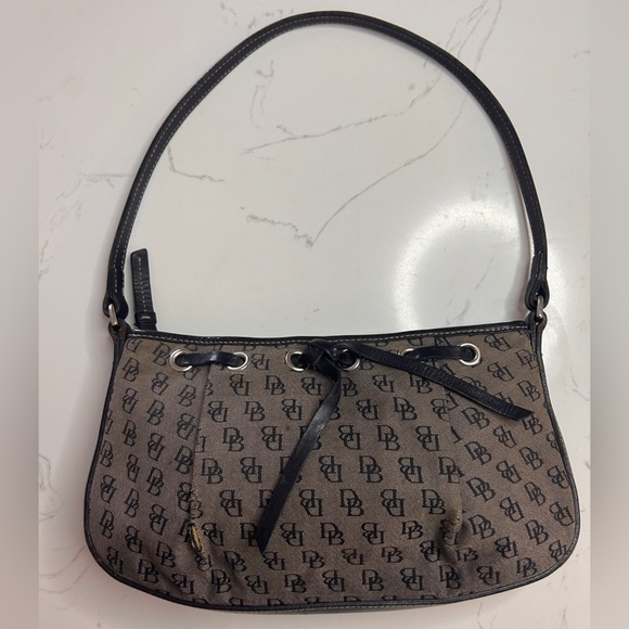 Dooney & Bourke Vintage Cloth Leather Trim Signature MonogramPurse Y2K-Pre Loved - Picture 10 of 16